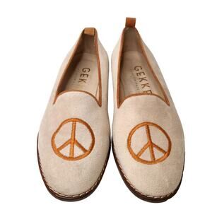Beige Custom PEACE flats sz 37